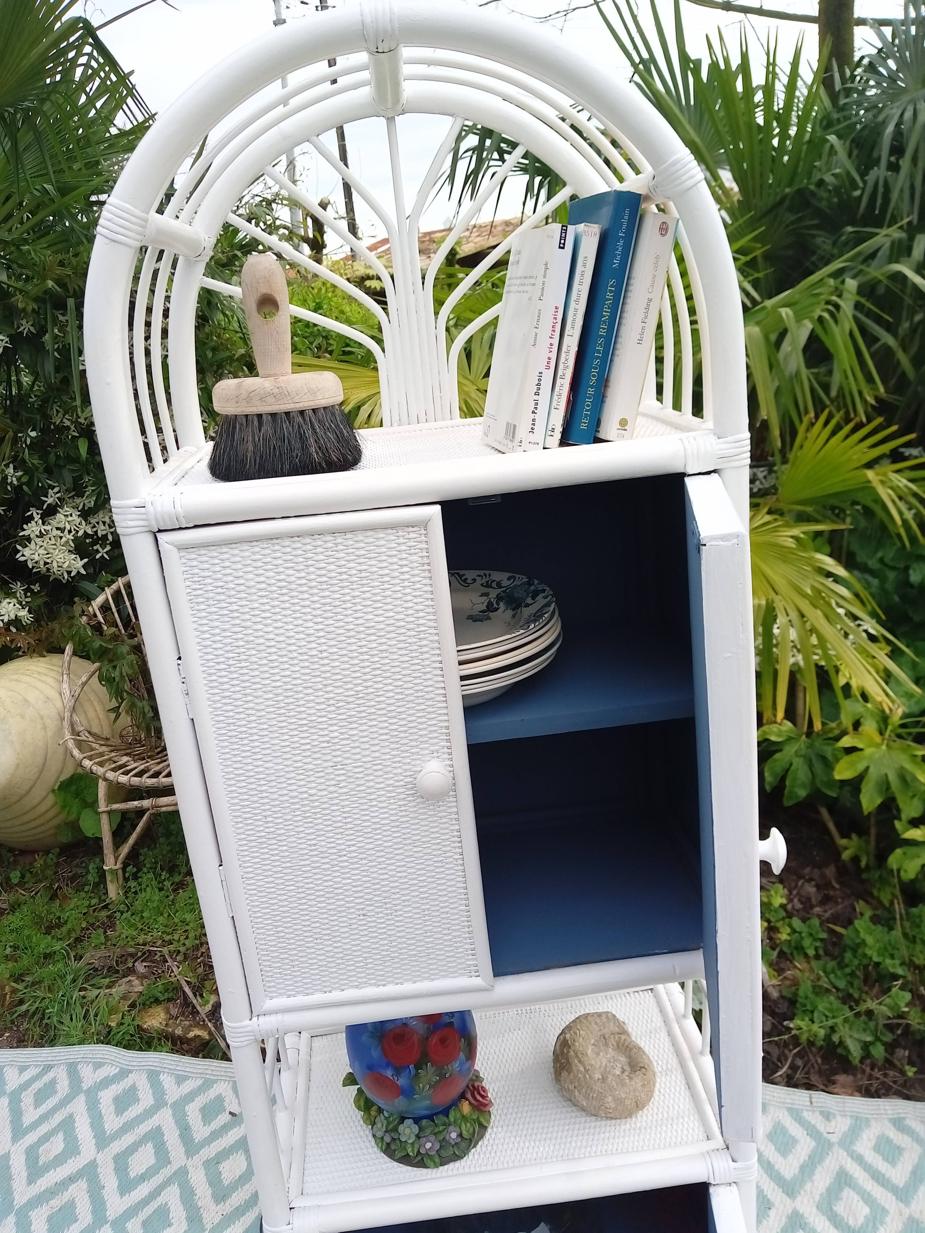 White rattan shelf