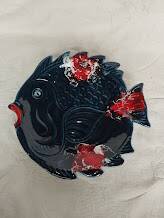 Large vintage fish platter Vallauris – Ceramics – 45 cm – 1960s