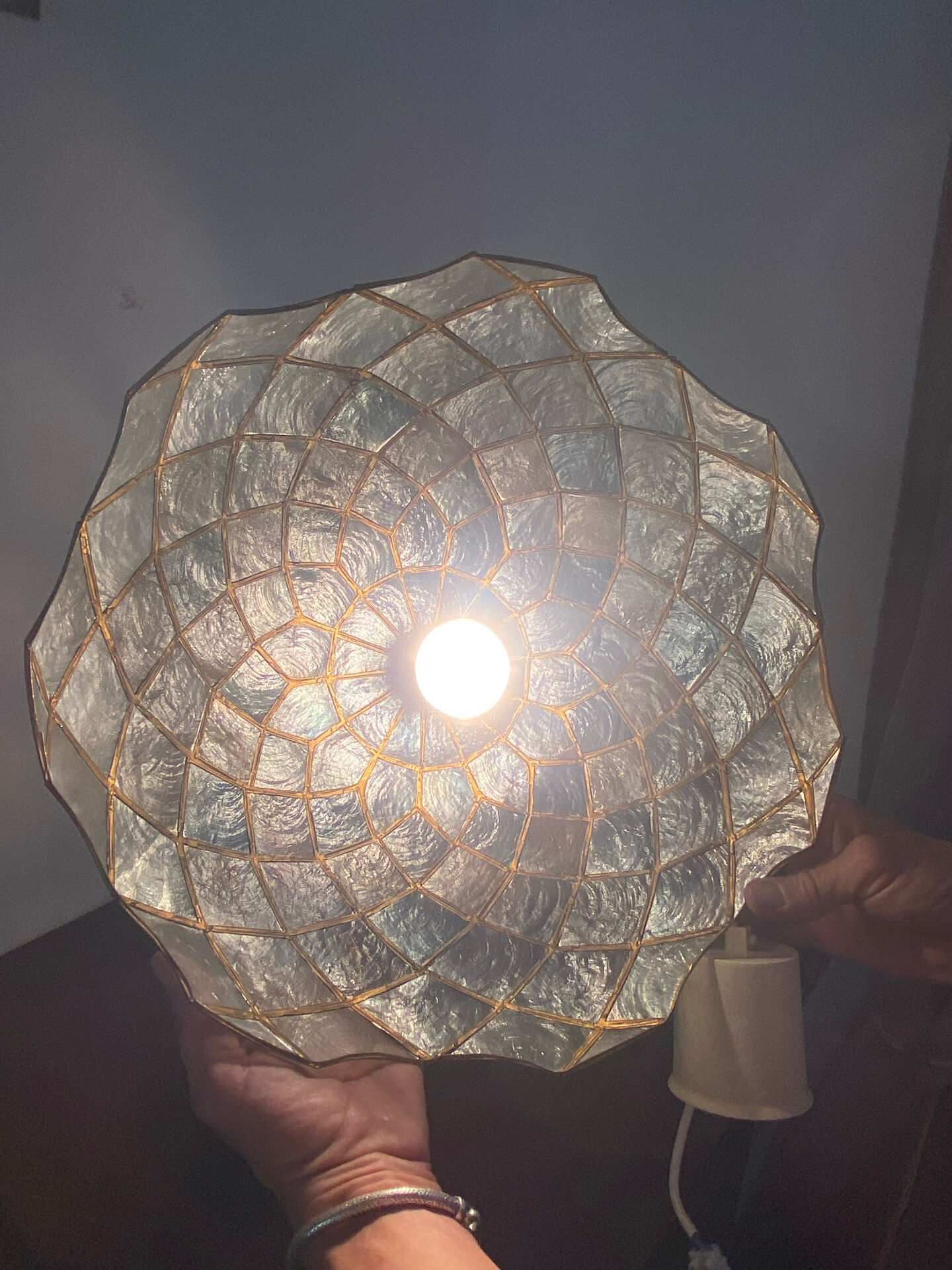 Brass and mother-of-pearl pendant