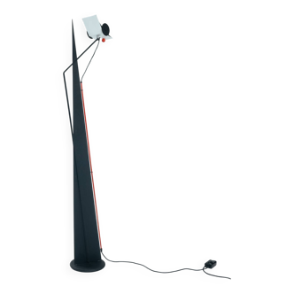 Postmodern memphis style sculptural red black white floor lamp