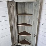 19th century curved corner cupboard in patinated oak