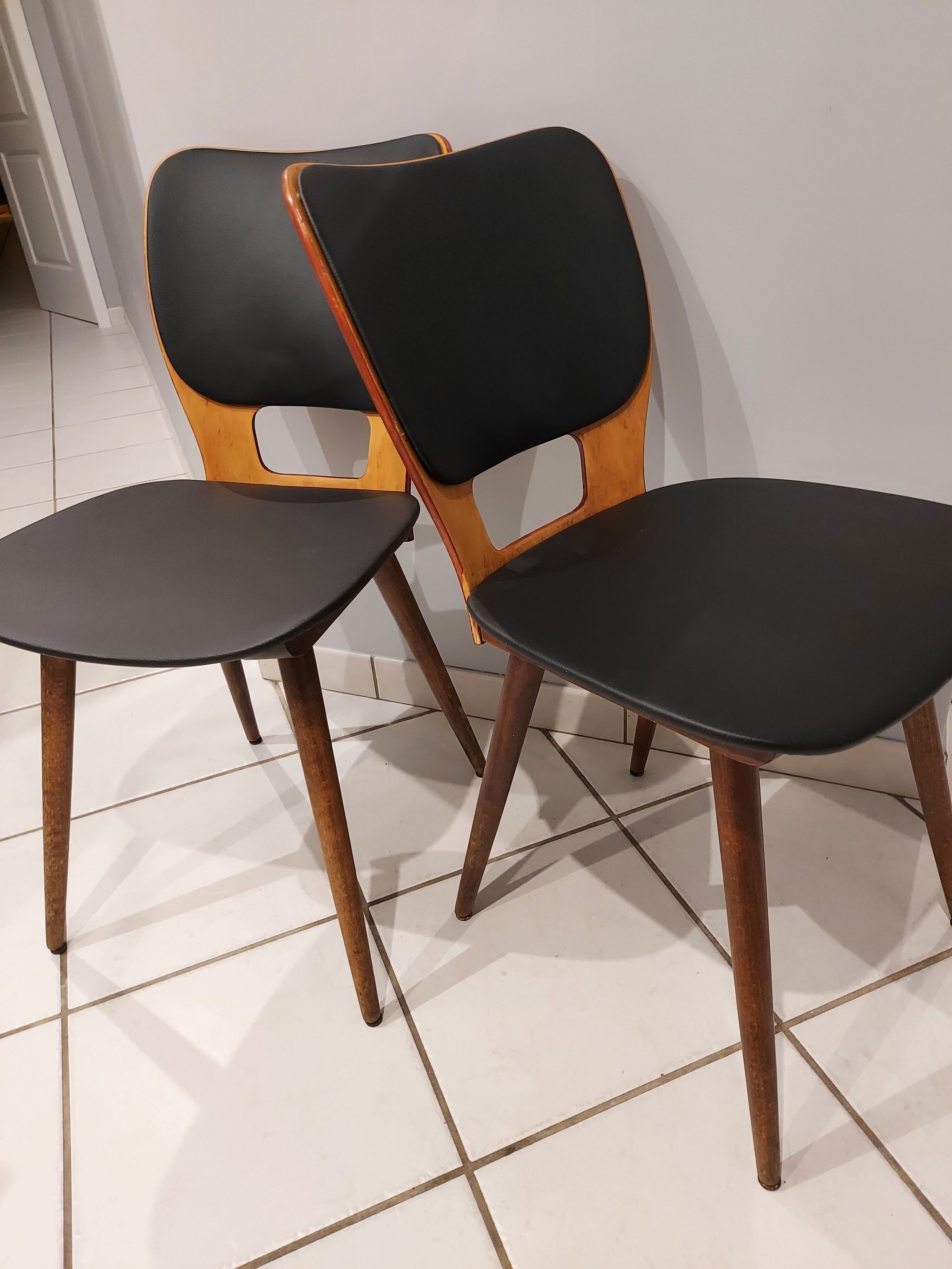 Pair of Bistrot Baumann chairs for Max bill vintage 1960