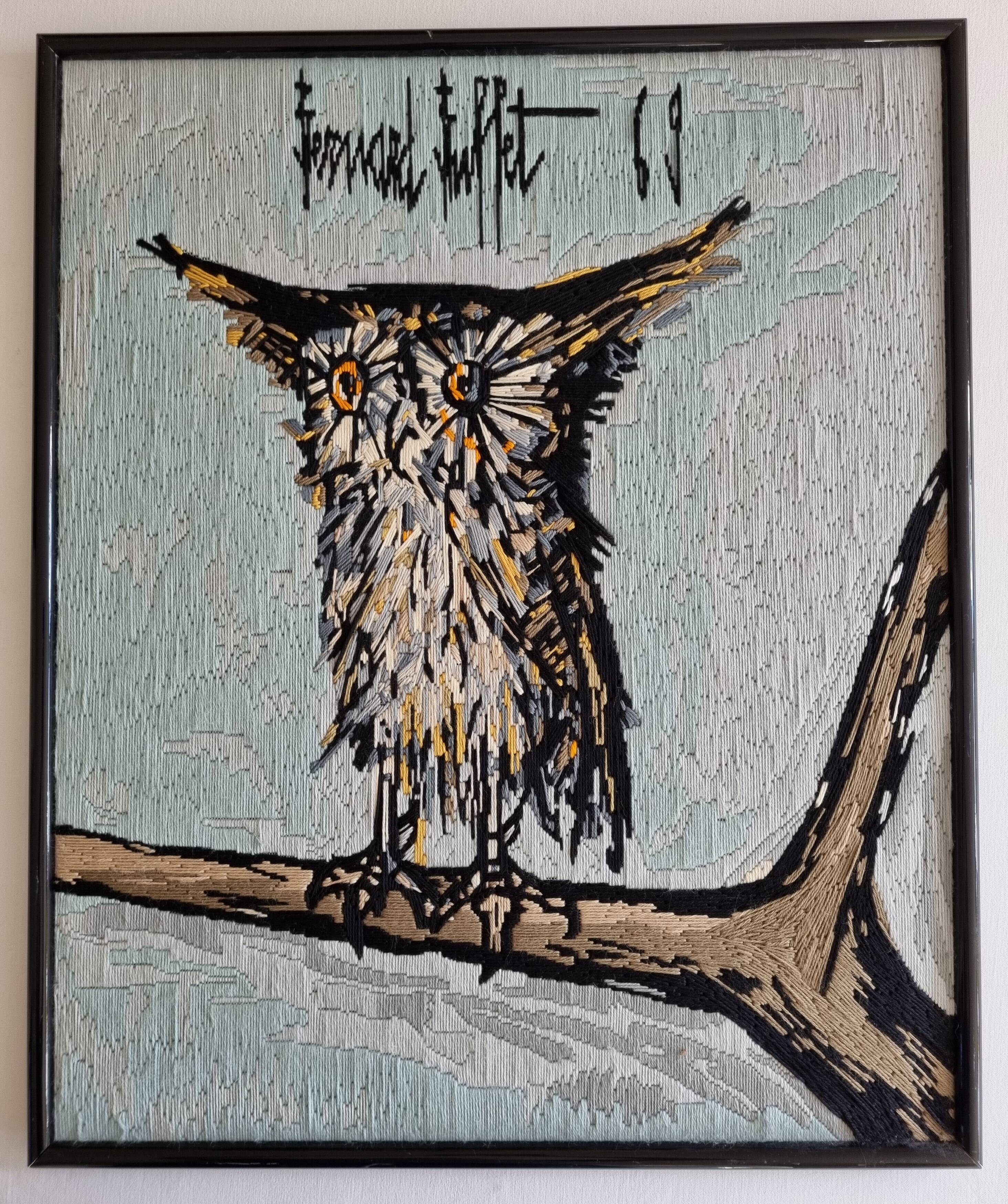 Tapestry after Bernard Buffet "the owl" 67 x 56 cm