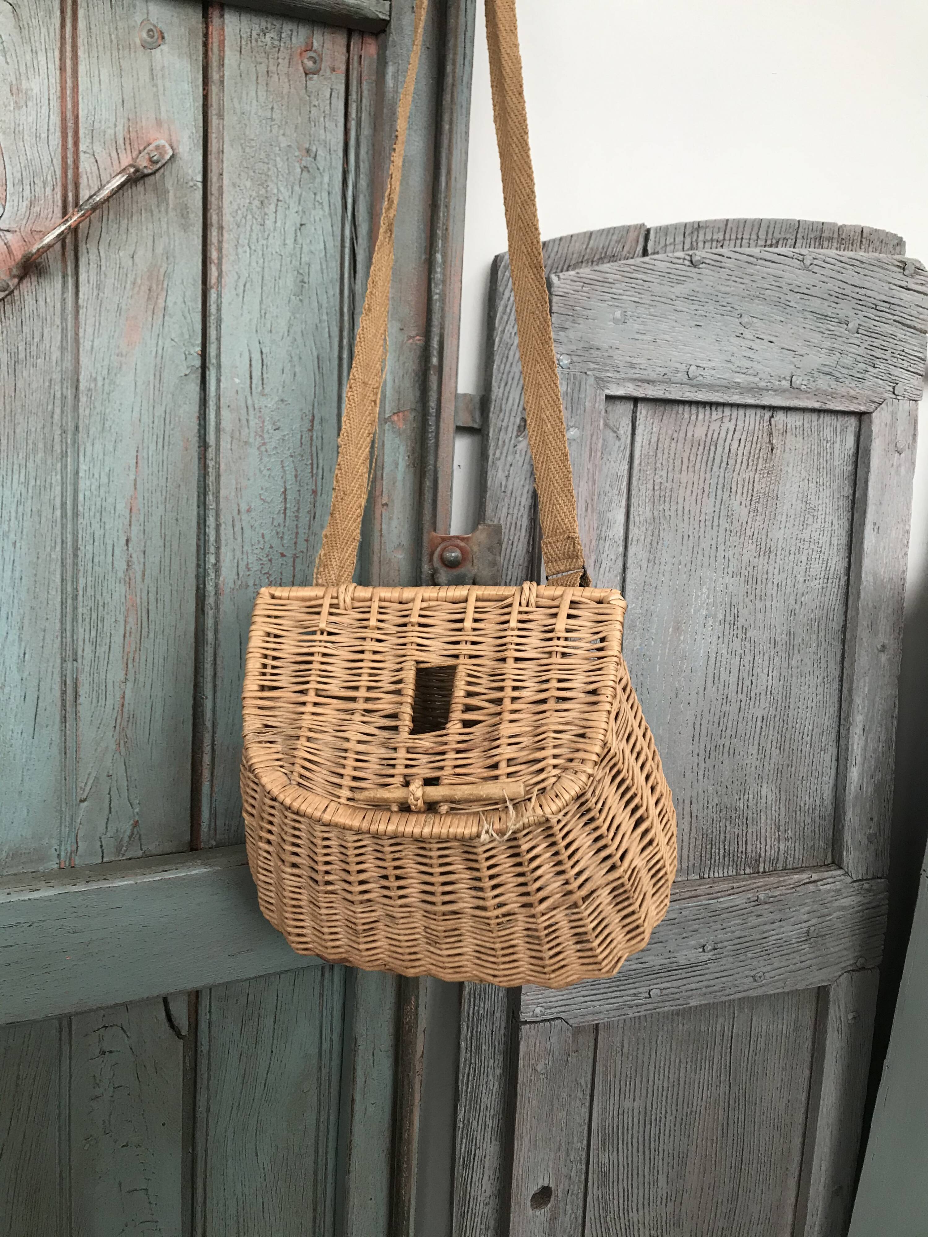 Wicker fishing basket