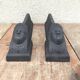 Former pair de chenet head woman black metal great vintage chimney