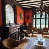 Antique carved wooden fireplace + overmantel – Napoléon III style