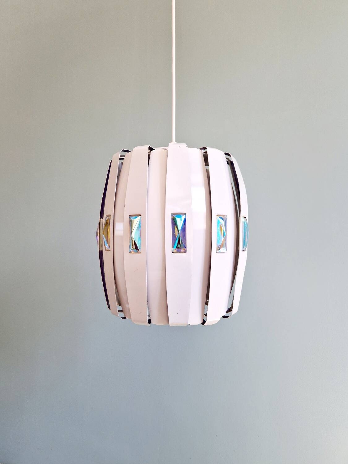 Scandinavian pendant light in metal and prismatic glass, Werner Schou, 1960-70