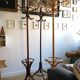 Dark wooden parrot coat holder