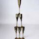 Brutalist champagne glasses in brass, set of 6, Spain, 1970s