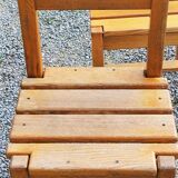 Set de 4 chaises des années 70 brutalistes en chêne