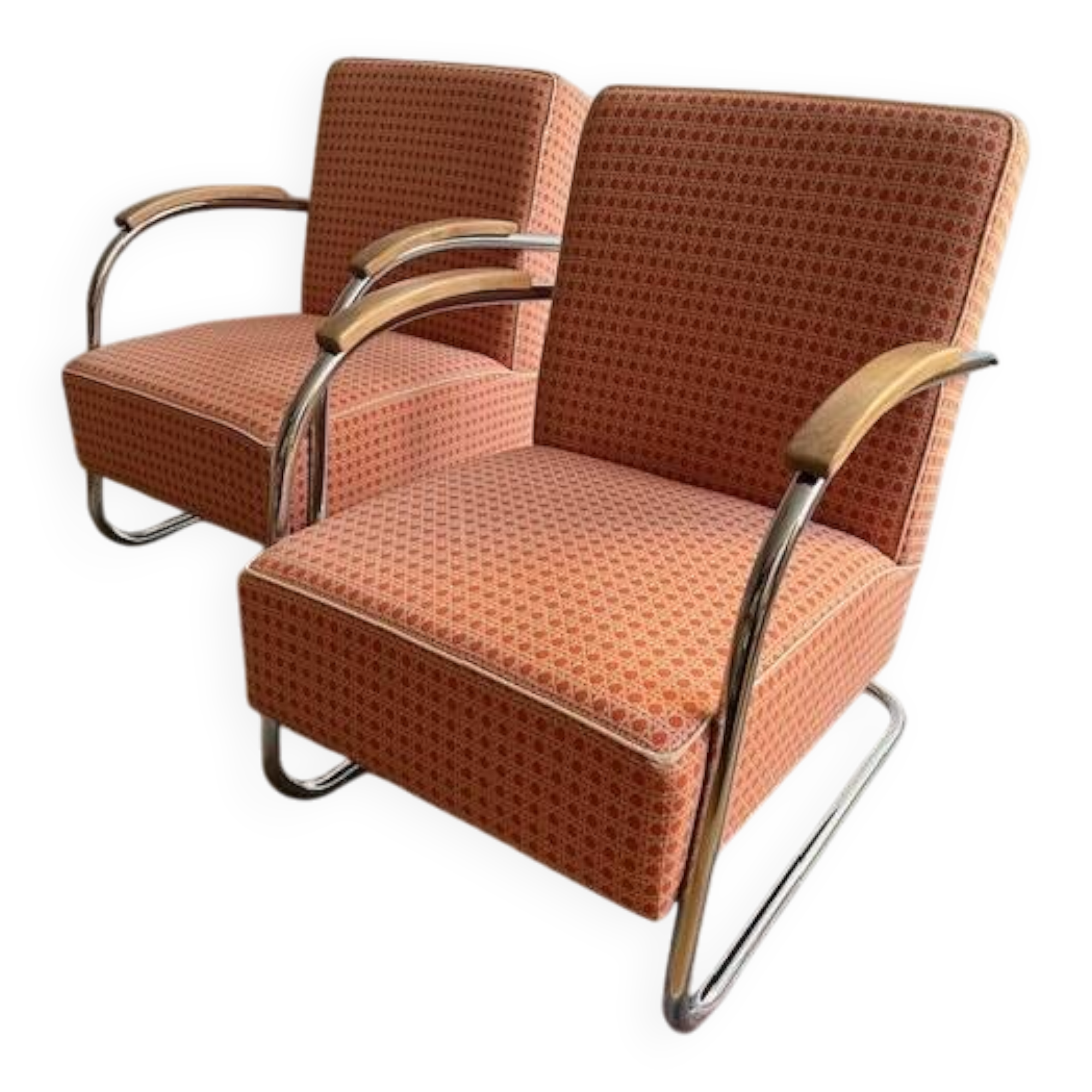 Pair of Mücke-Melder Cantilever Armchairs FN21 Famos, 1940s