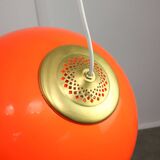 Suspension italienne Space Age en plexiglas orange et laiton, années 1970