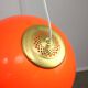 Italian Space Age Orange Plexiglass and Brass Pendant Lamp, 1970s