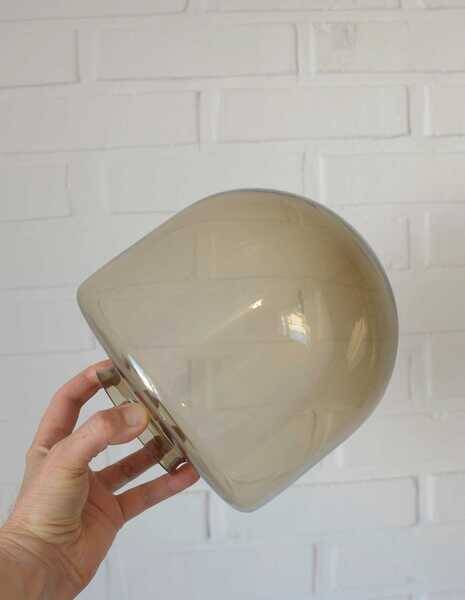 1 blown smoked glass pendant light / copper bar lamp / mid-century modern 1970s
