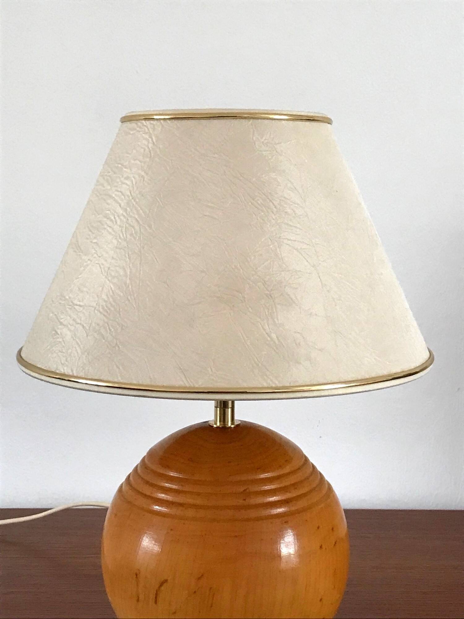 Solid elm lamp Italy 70s vintage