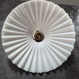 Ancienne suspension baladeuse en opaline plissée/drapée blanche Art déco 1930 Ø 24.5 cm