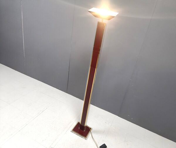 Lampadaire vintage en laiton et en lucite, années 1970