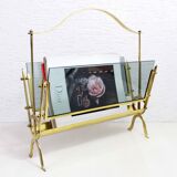 Glass and brass magazine rack, 1970s