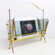 Glass and brass magazine rack, 1970s