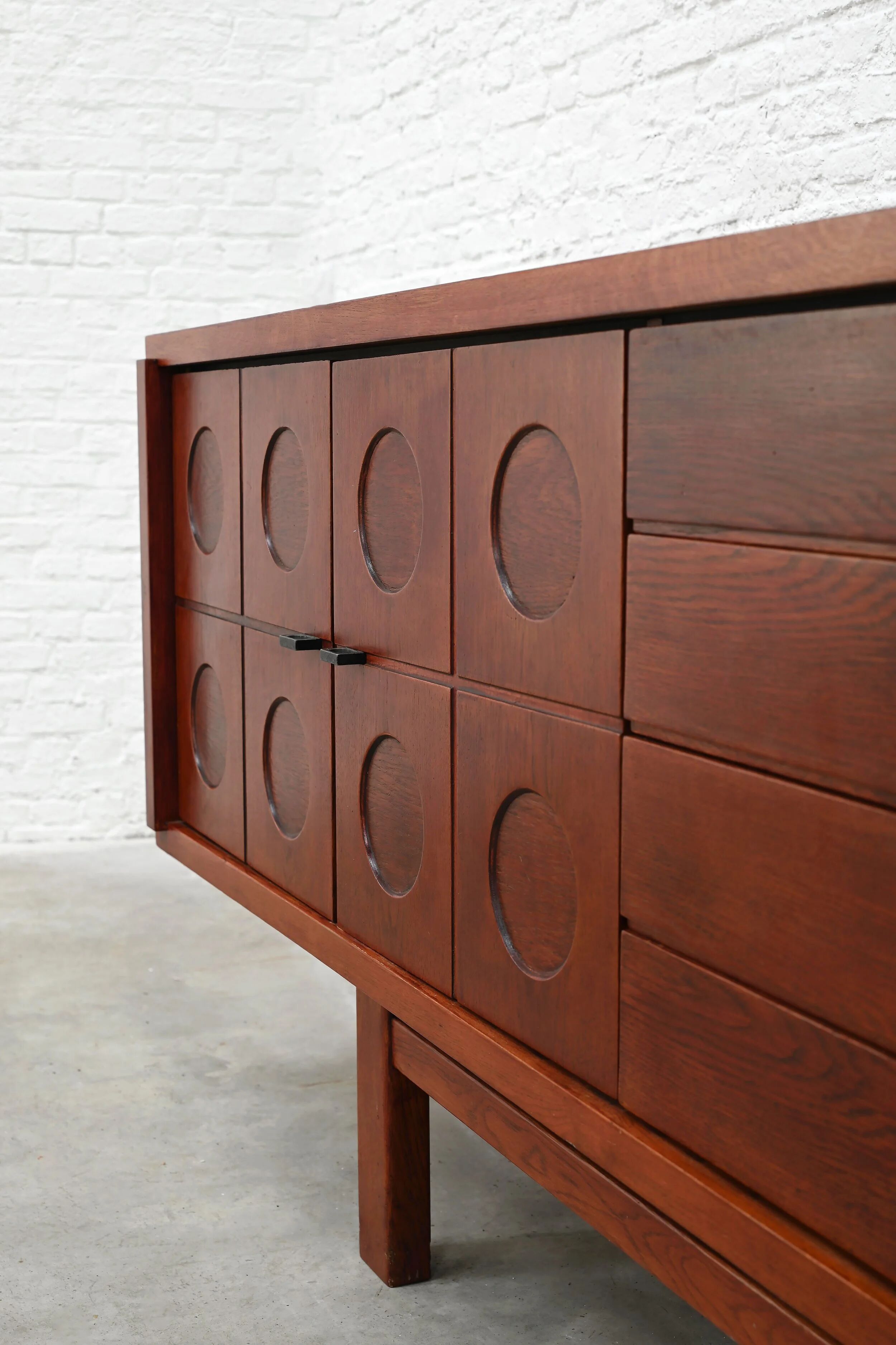 Brutalist oak sideboard, Belgium, 1970s