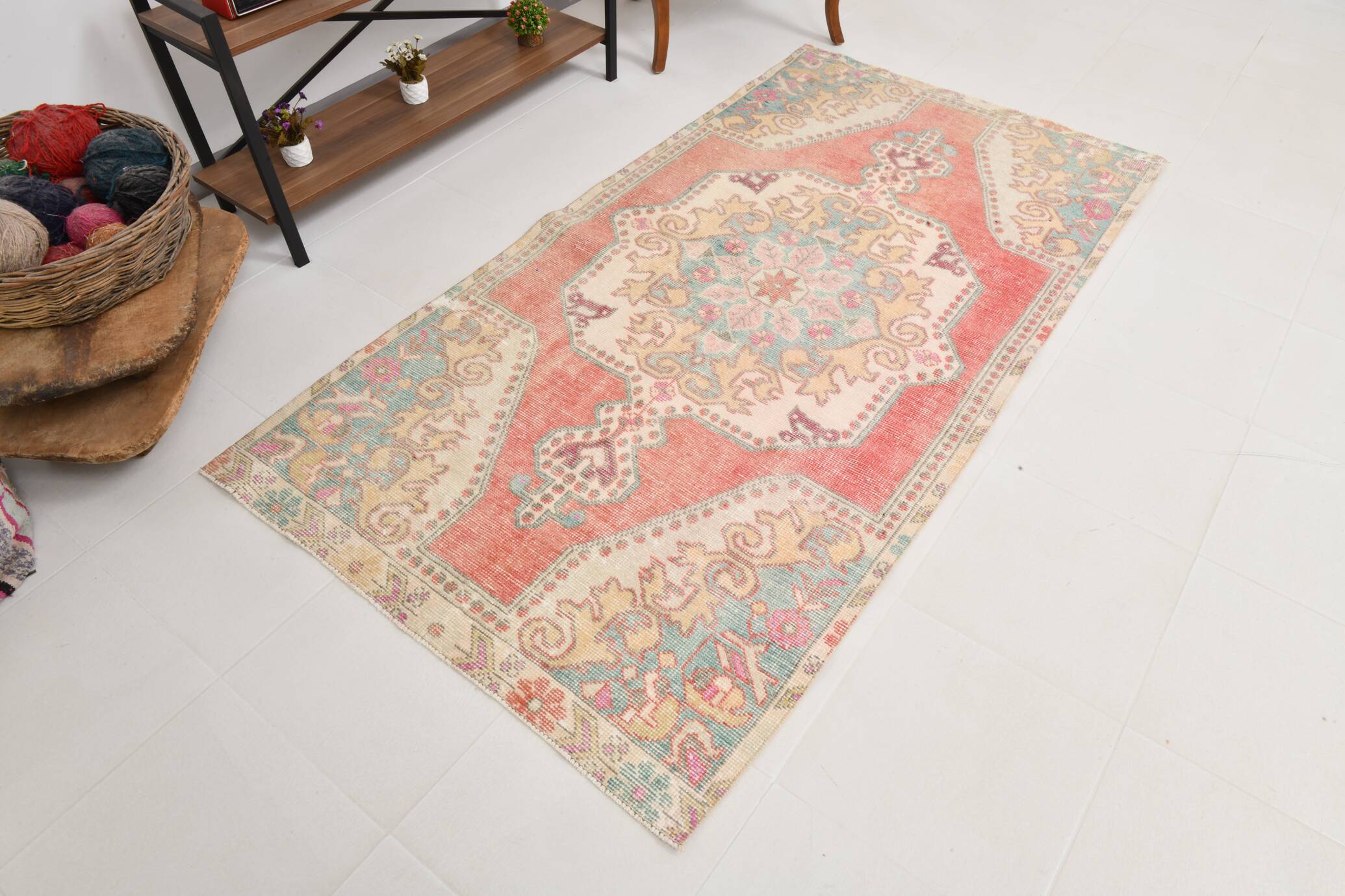 4x7 Red Madallion Turkish Rug 117x225Cm SK 22422