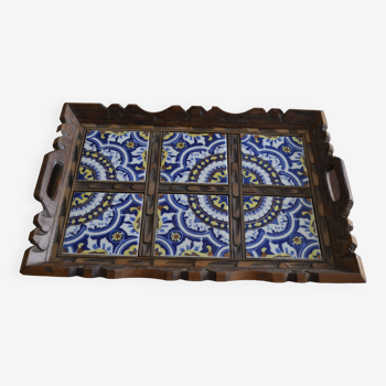 Blue azulejos tray