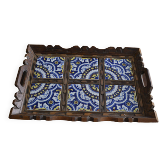 Blue azulejos tray