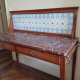 Ancient toilet table in pitchpin, ceramics and marble