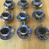 9 octagonal cups and octagonal cups in glazed stoneware G Metenier
