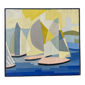 Modern oil painting of a boat tableau.