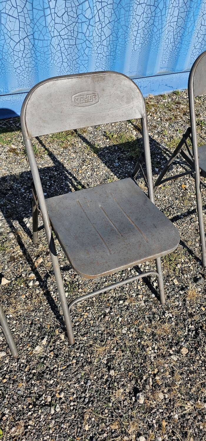 Industrial metal folding chair