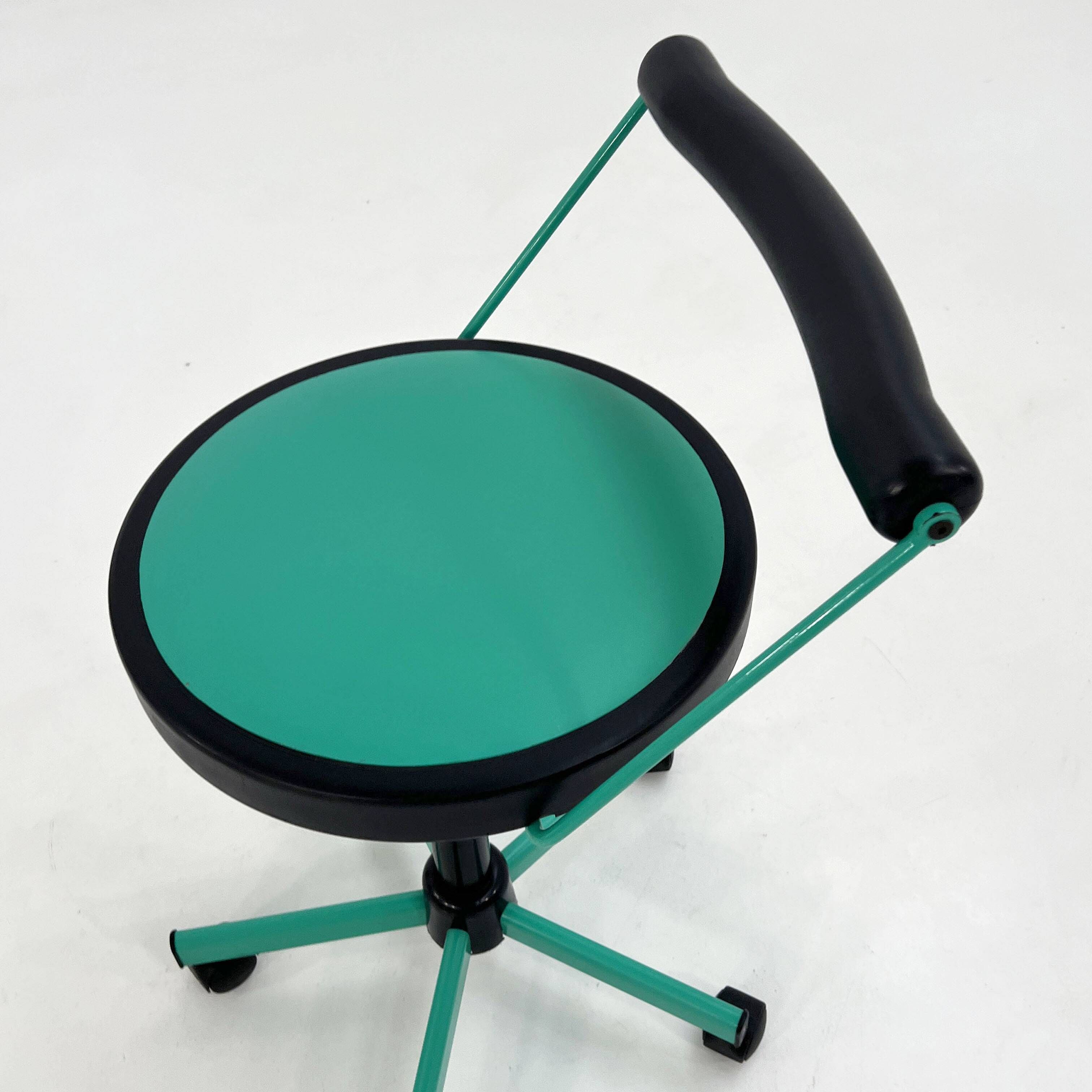Turquoise adjustable office chair by Bieffeplast, 1980