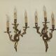 Very large pair of early 1900s 3-light acanthus leaf wall sconces 5209