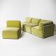 70s style 6-piece modular sofa in green velvet, Germany, circa 1990s