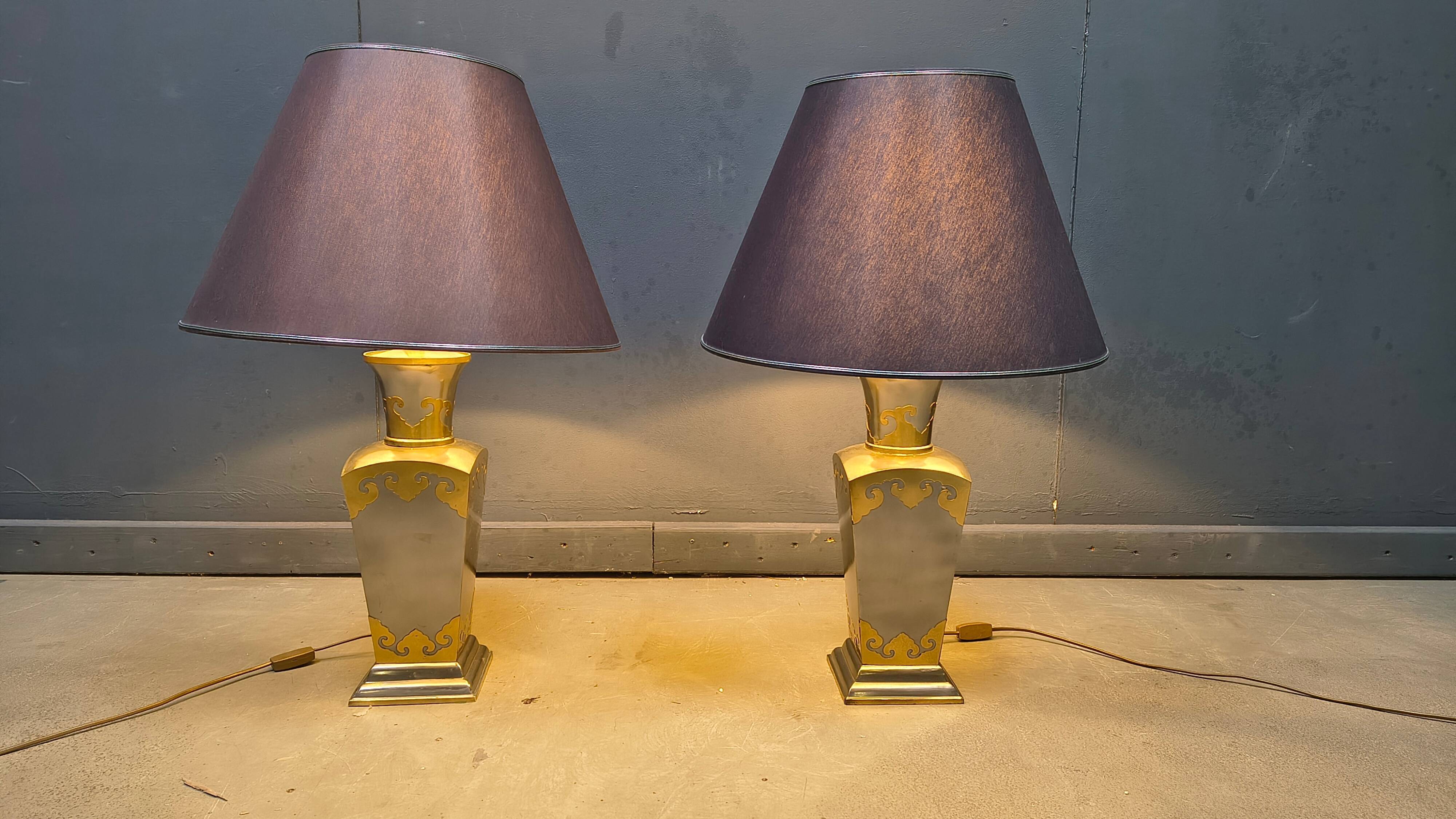 Lampes de table en étain vintage, années 1970 - ensemble de 2
