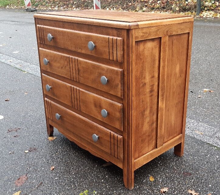Art deco gilded oak chest of drawers