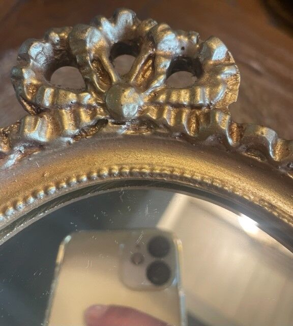 Old frame wall mirror oval gilded wood