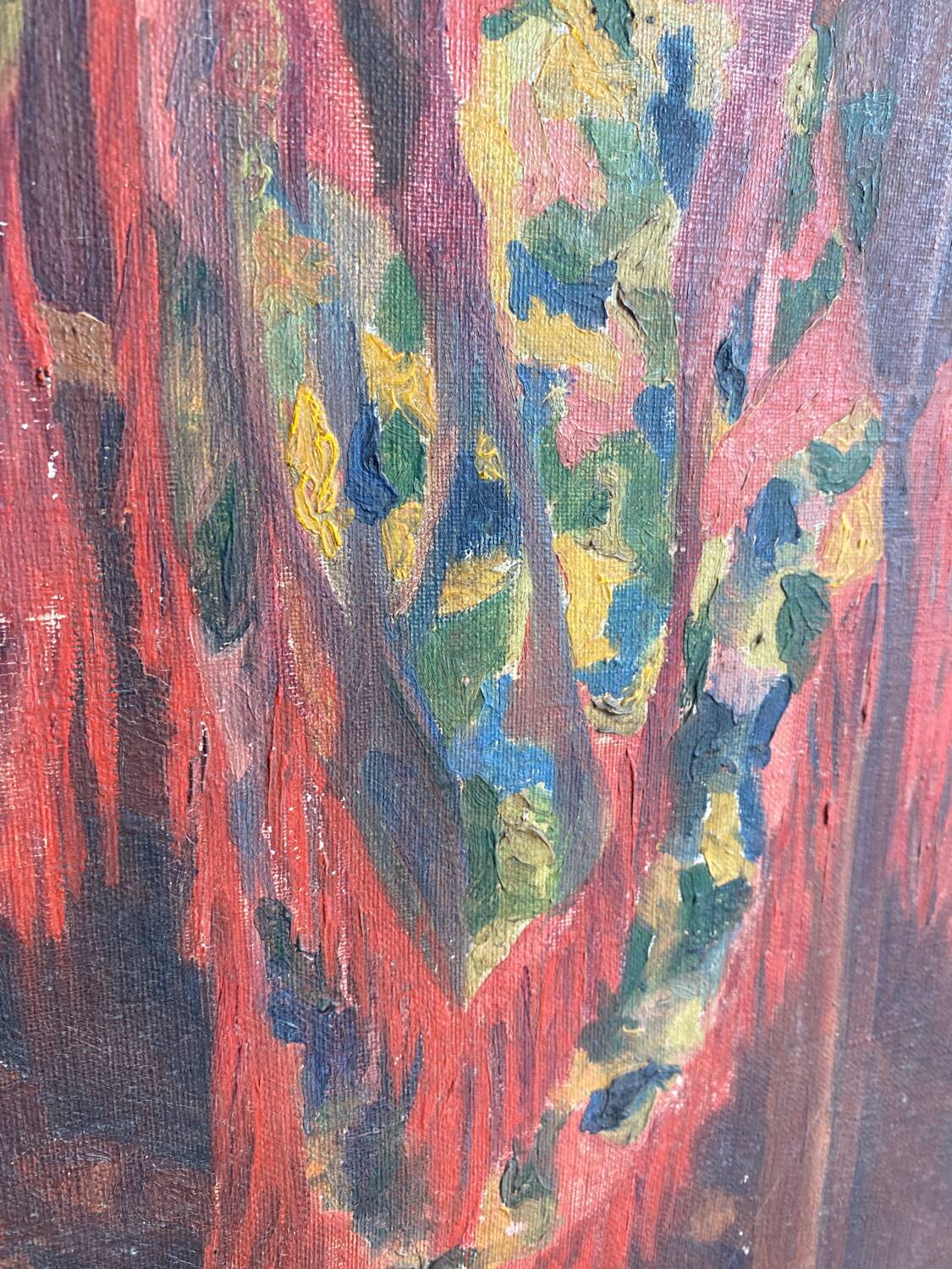 Oil on canvas inside the shawl