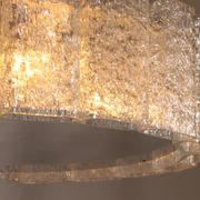 "Doria Leuchten Ice Glass Hanging Lamp with Relief Glass Cylinders, 1960s"