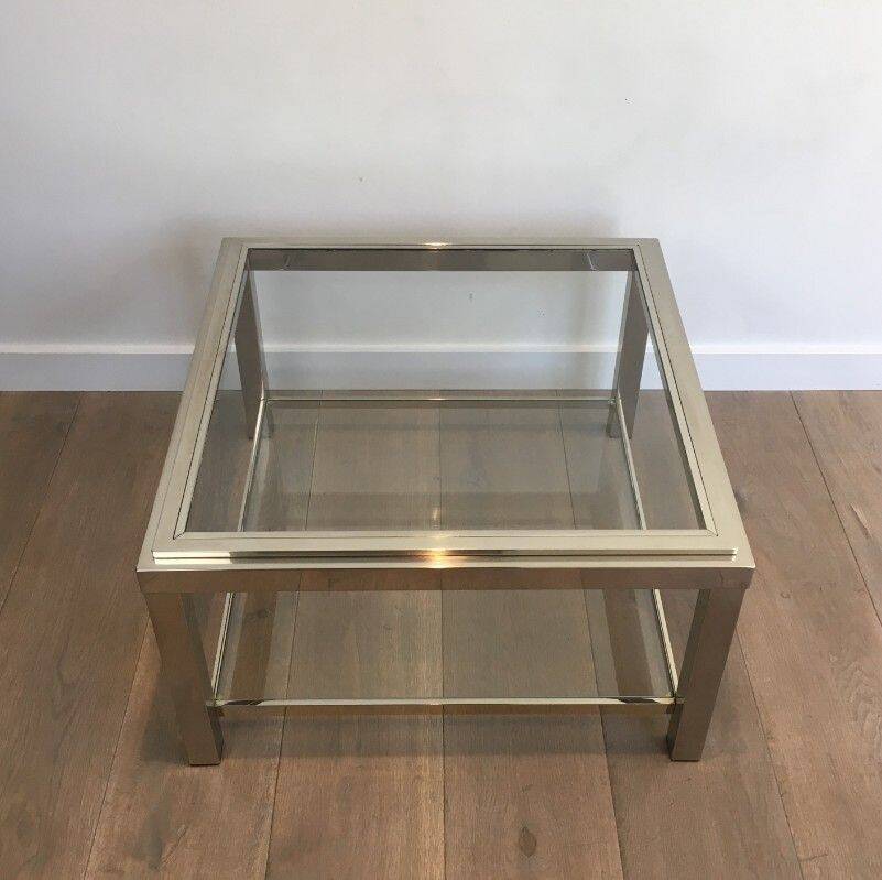 Pair of large chrome side tables