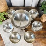 6 dessert cups in silver metal and assorted cut