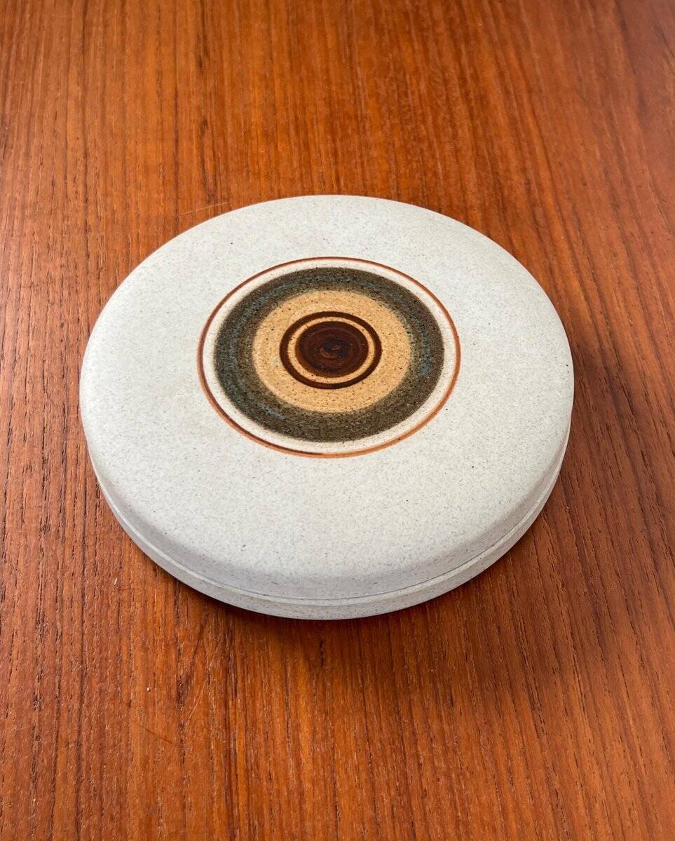 Vintage stoneware bowl with lid by Tove Rappold for Knabstrup, Denmark, 1970s.