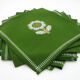 Lot 6 napkins in green Dralon - white flower patterns - vintage 60s