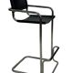 Tabouret de bar vintage en cuir noir et chrome, Italie