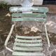 Large 19th century foldable garden armchair in wrought iron and wood