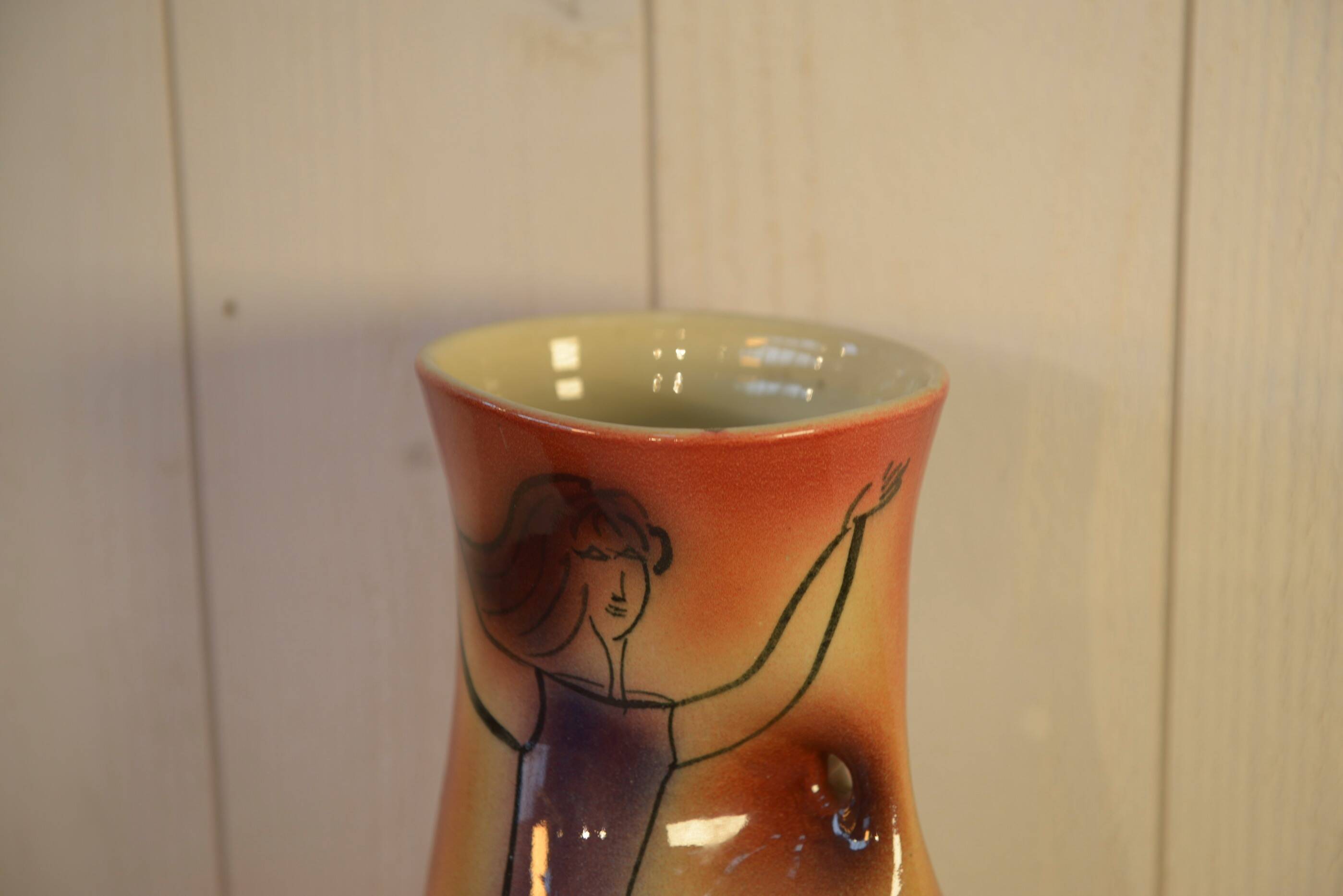 Vase céramique Danseuse Accolay signé JC 1960's