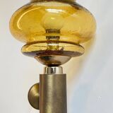 Vintage bubble glass brass applique