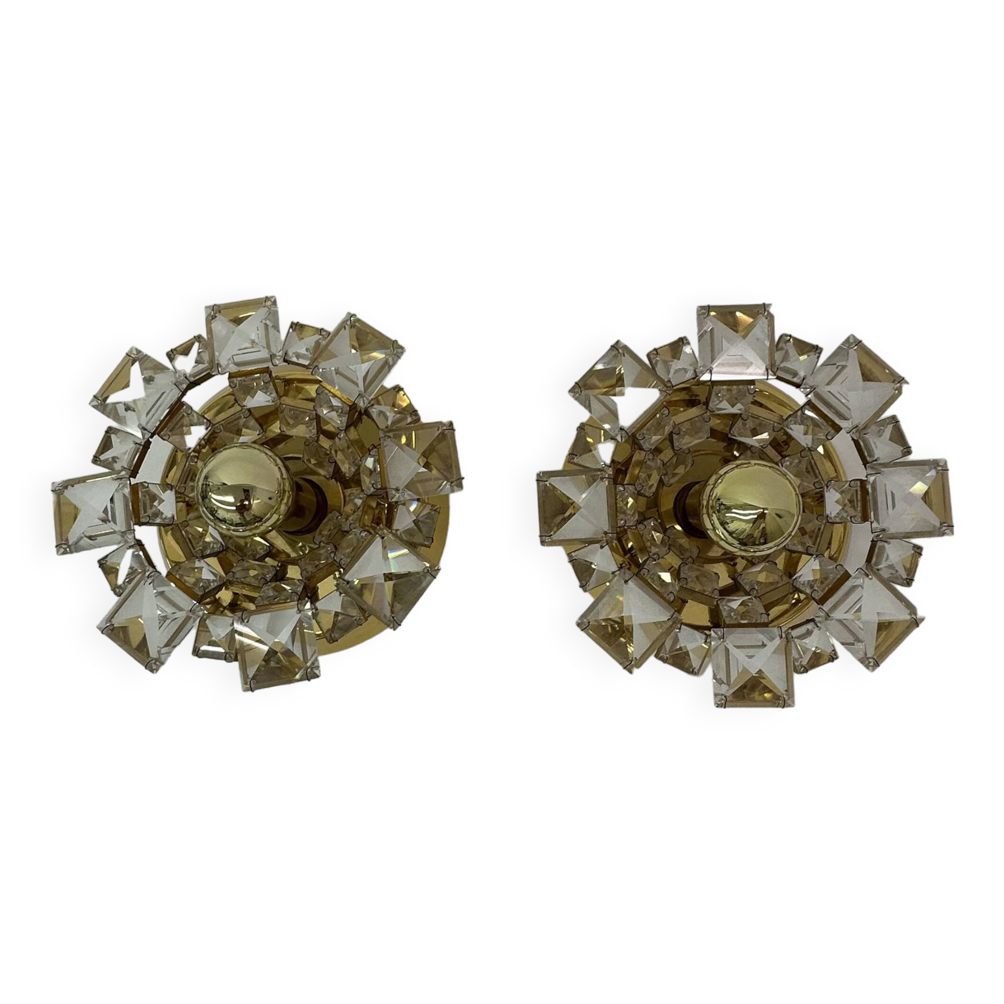 Set of 2 Palwa crystal wall lamps , 1970’s Germany