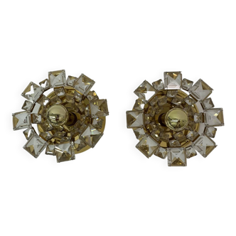 Set of 2 Palwa crystal wall lamps , 1970’s Germany