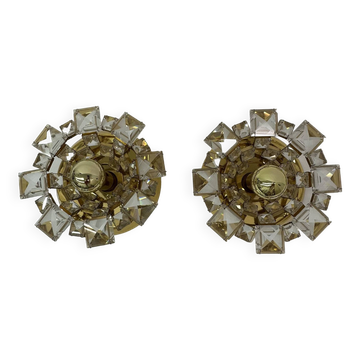 Set of 2 Palwa crystal wall lamps , 1970’s Germany